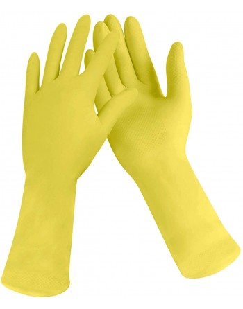 Dishwashing Gloves, Light-Fit Latex 12" 16mil Flocked Yellow Small 12x12