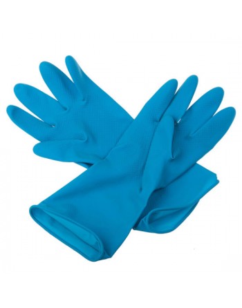 Dishwashing Gloves, Light-Fit Latex 12" 16mil Flocked Blue Small 12x12