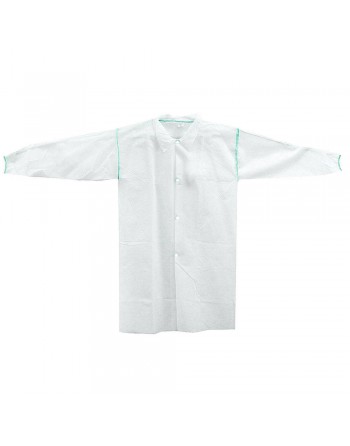 Disposable Lab Coats, Greenline Labcoats, 4 Snap Closure, Polypropylene, Elastic Wrists, Mandarin Collar, 50/Case