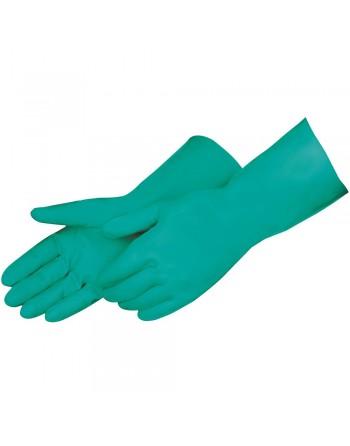 Reusable Gloves, Lined/Unlined, Nitrile 18" 22mil Unlined Green X-Large 6x6