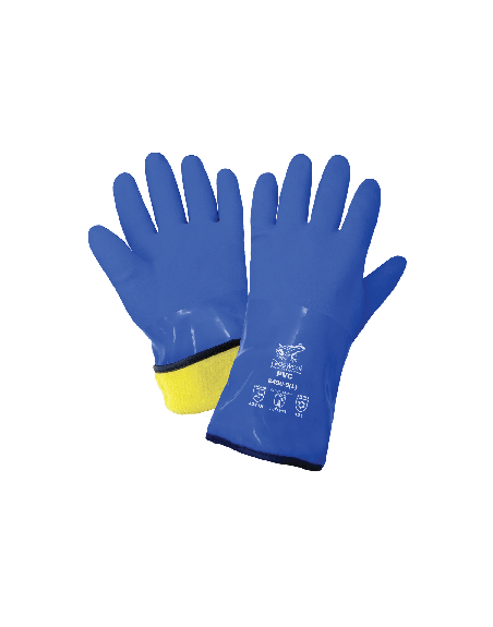 PVC Dipped Gloves, PVC Dipped Gloves with  Fleece 12" Blue Large 12x6