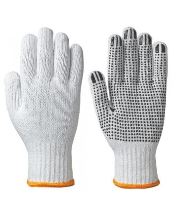 String Knit Gloves, Stringknit Polyester / Cotton PVC Dots 1 Side Large 12x20